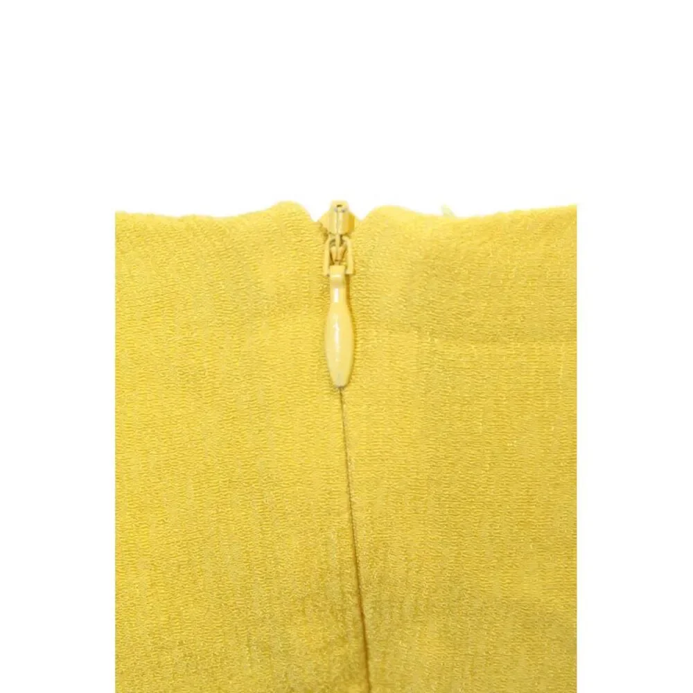 Line And Dot Womens Back Zip Short Sleeve V Neck Shift Dress Yellow Size Small